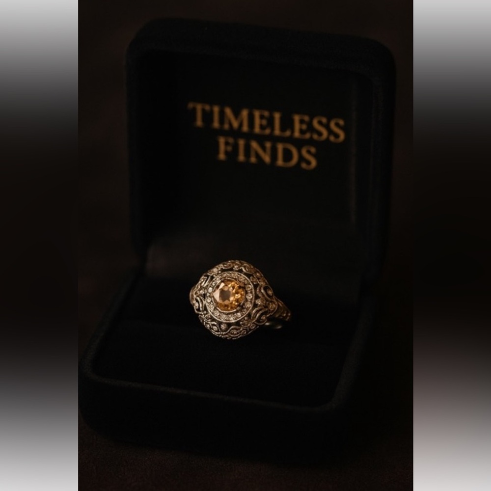 18K White Gold Orange-Brown Diamond Filigree Engagement Ring